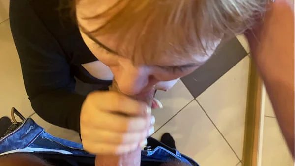 18 years old redhead from Tinder sucks older man with big fat cock on the first date
