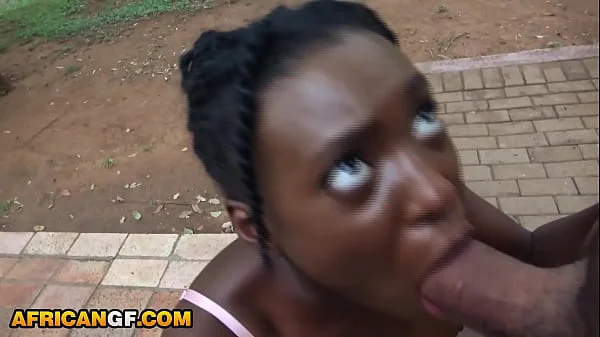 Real Interracial Couple PUBLIC Blowjob African Ebony GF Sucks In Outdoor Porch For Neighbours To Watch