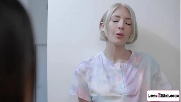 Stepdaughter licks stepmom in the shower