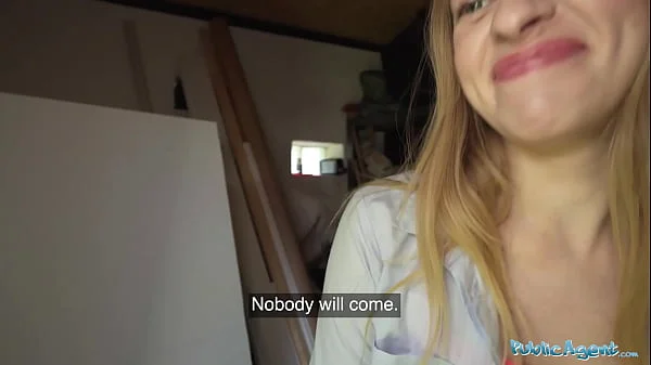 Public Agent Nikki Riddle taken to a garden shed and has her wet pussy pounded by a huge cock