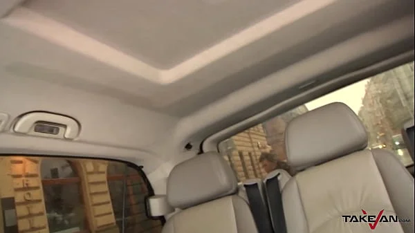 Van babe Uma Zex catch random dude from the street for backseat sex