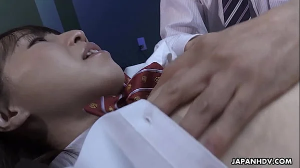 Japanese brunette teen  Kai Miharu  fucks naked in the doctor's office uncensored.