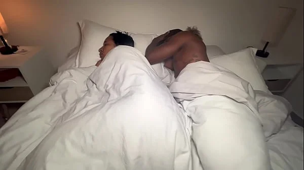 Step Mom And Step Son Share a Bed In A Hotel Room. English subtitles