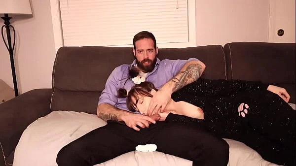 Stepdad and Stepdaughter. Risky Cum in her Mouth. (HARD FACE FUCKING)