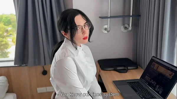 Horny Secretary Sucks and Fucks Boss's Dick till Cum in Mouth - Caught Masturbating at Workplace