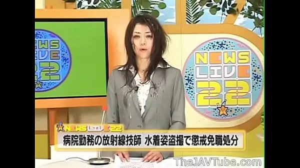 Japanese news anchor Maki Hojo gets many cumshots and fucked live on the news