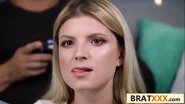 Young Skinny Gamer Girl Won't Let Go of Her Controller