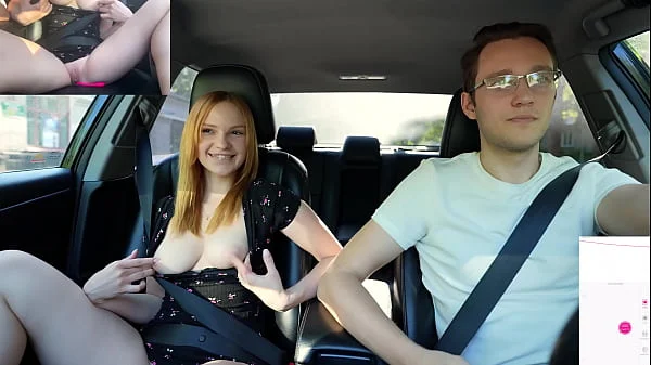 Surprise Verlonis for Justin lush Control inside her pussy while driving car in Public