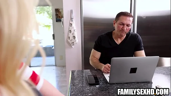 Grounded stepdaughter fucks with stepdad behind stepmom's back