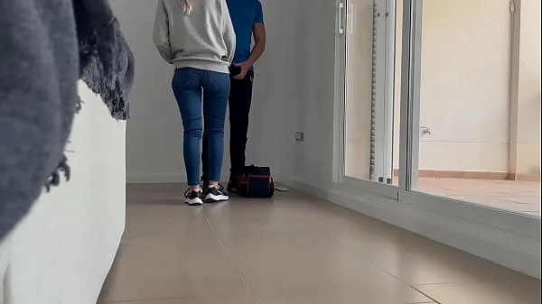 I call the young electrician to fix the plug and give him a blowjob and surprise fuck him without him knowing