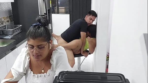 beautiful hot stepsister gets a delicious fuck in the kitchen!