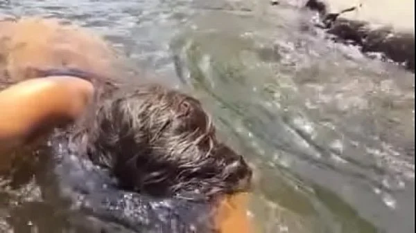 Tasha mama outdoor bath and swim naked.