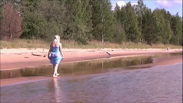 Pretty woman on the beach, sweet blonde))
