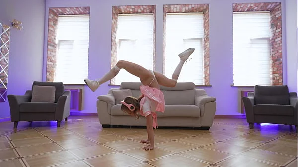 Flexible teen babe and her First Monster Cock