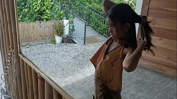 Asian Babyface first experiment with fucking big white guy in different positions for not geting hurt her small pussy