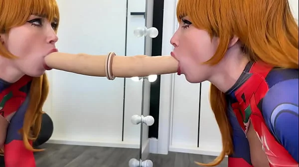 Asuka from Evangelion Deepthroats Cock and Dildo & Passionate Fucks till Cum in Pussy POV