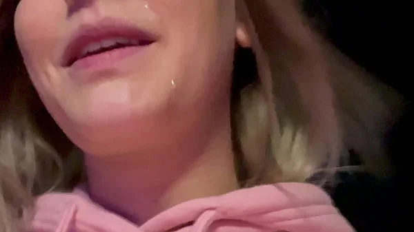 Risky Wife Sucks Cock in Bar/Parking Lot and Cum Walk