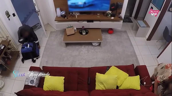 Hot wife receiving the delivery man and letting him apply moisturizer on her teaser - With English subtitles