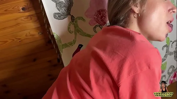 Naughty babe gets a huge load on her face and hairs