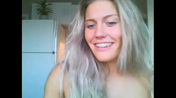 dumb blonde girl playing sexy on video haha