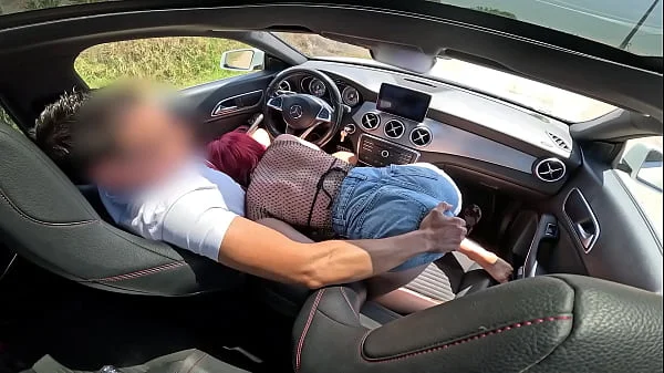 I pick up an unknown girl from a party and she gives me a blowjob until I finish cumming when I take out my penis in the car