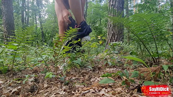 My naked walk in the woods ended with a creamy cumshot