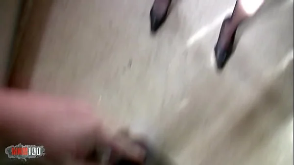 Skinny french blonde MILF fucked in the ass for money in the wharehouse