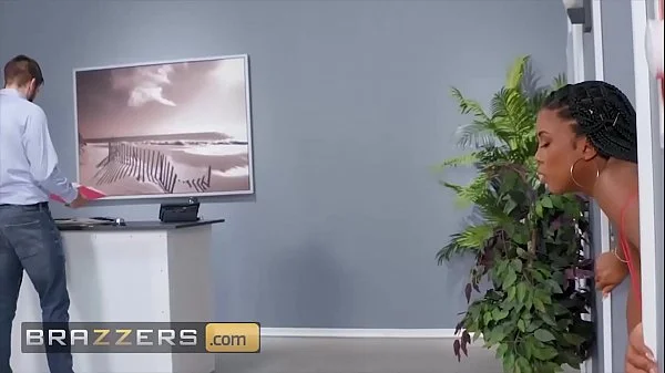 Ebony BBW (Maserati) Gets Stuck in Elevator and titty fucked - Brazzers