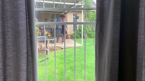 I caught my neighbours fucking outside in the backyard