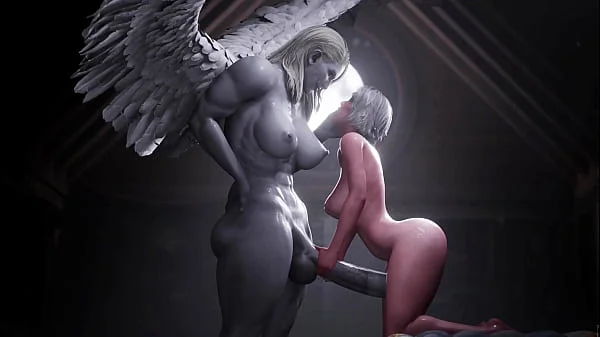 She took out her huge dick and pleased the girl's ass. 3D Futa anal sex