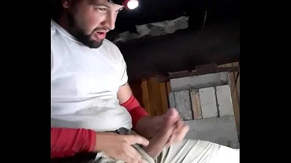Huge cumshot long fat dick at work