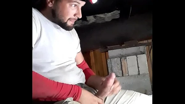 Huge cumshot long fat dick at work