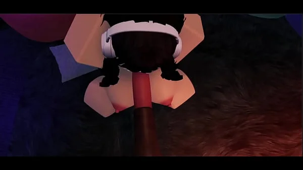 Thick slavic Roblox sucks a hybrid's massive monster penis