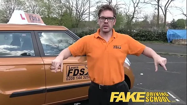 Fake Driving School busty examiner passes excitable young man on his test