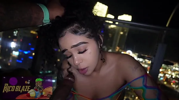 Ariel Love sucks and fucks huge dick on balcony