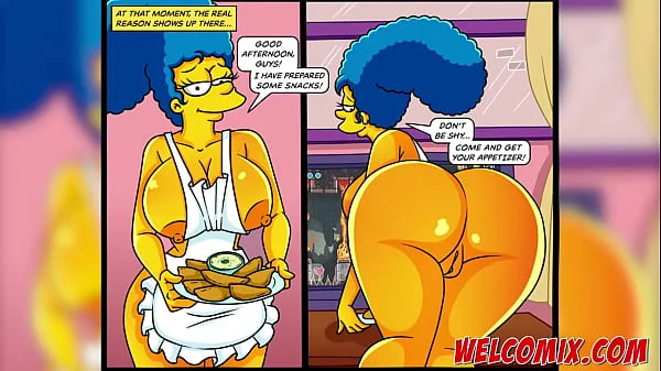 While playing video games, friends fuck the MILF!!! The Simptoons, Simpsons porn