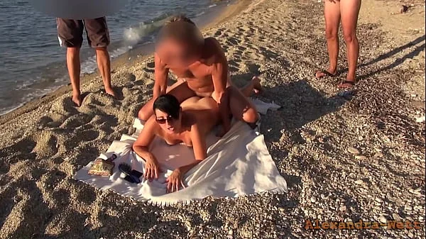 Mass fuck on the hotel beach! Free fuck for EVERYONE!