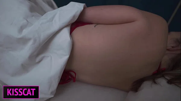 S1E4: Step mom uses step son's dick in share bed and pulled off condome to get cum inside shaved pussy