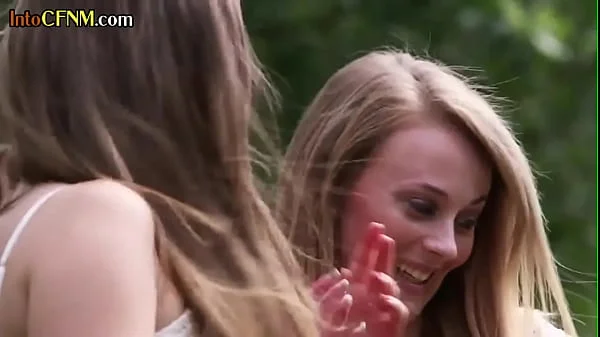 CFNM group public BJ and HJ by femdom babes outdoor