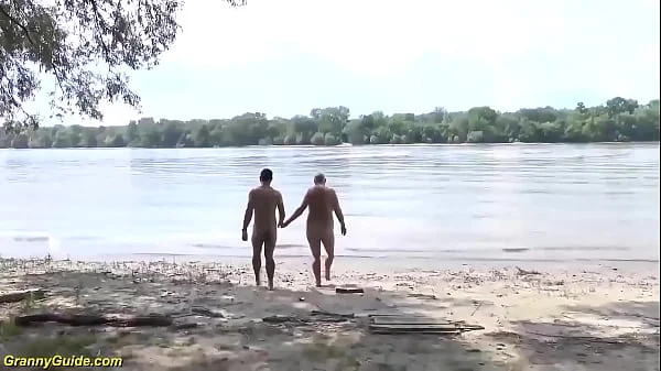 busty mature loves stepson on public beach