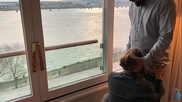 secretary fuck on business trip risky window, business-bitch