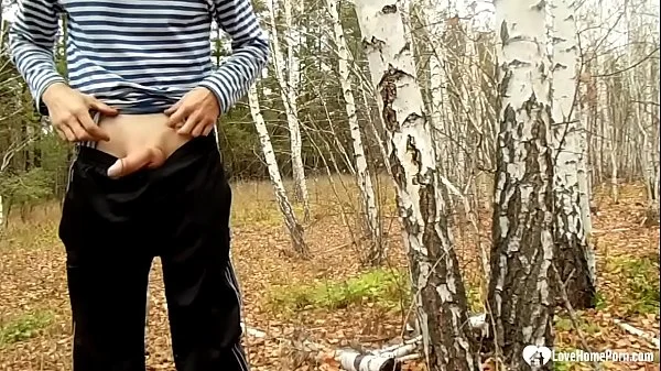Stepmom takes a hard cock in the woods