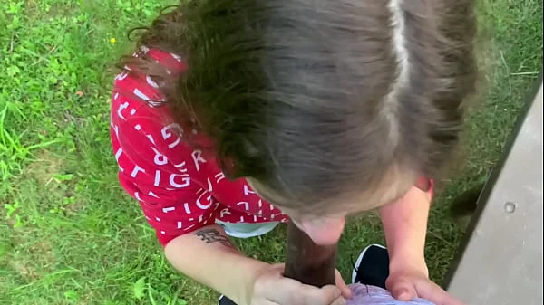Lesbian best friend sucks dick on the park bench