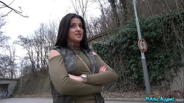 Public Agent - Brunette babe with perfect perfect and thick body CUMS HARD on my cock