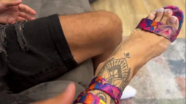 Slutty Wife Cheats on Husband with His Best Friend: Secret Footjob & Blowjob