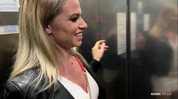 Risky Public Blowjob: Blonde Slut Swallows It All