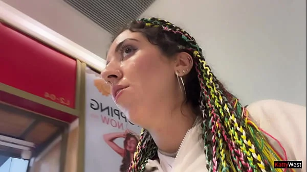 Crazy Cumwalk in Public Shopping Mall Blowjob in Public Toilet