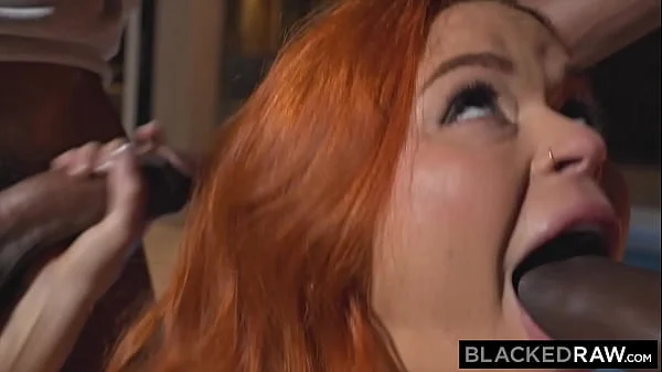 BLACKERAW BBC Crazy Redhead Sinatra Monroe Gets Spit Roasted
