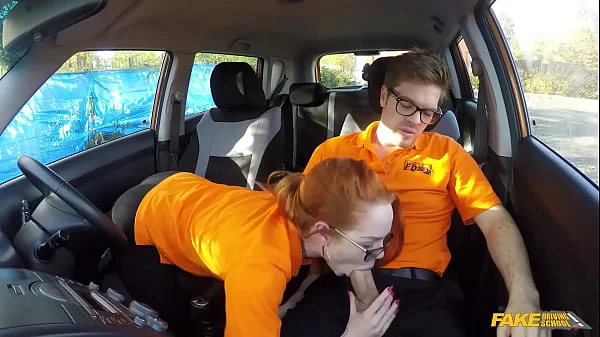 Fake Driving School - British ginger babe Ella Hughes gets her perfect pussy fucked during driving lesson