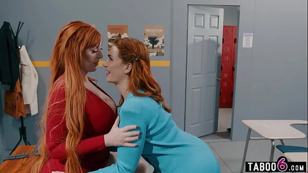 Bisexual redhead MILF stepmom and teacher share stepson hard cock